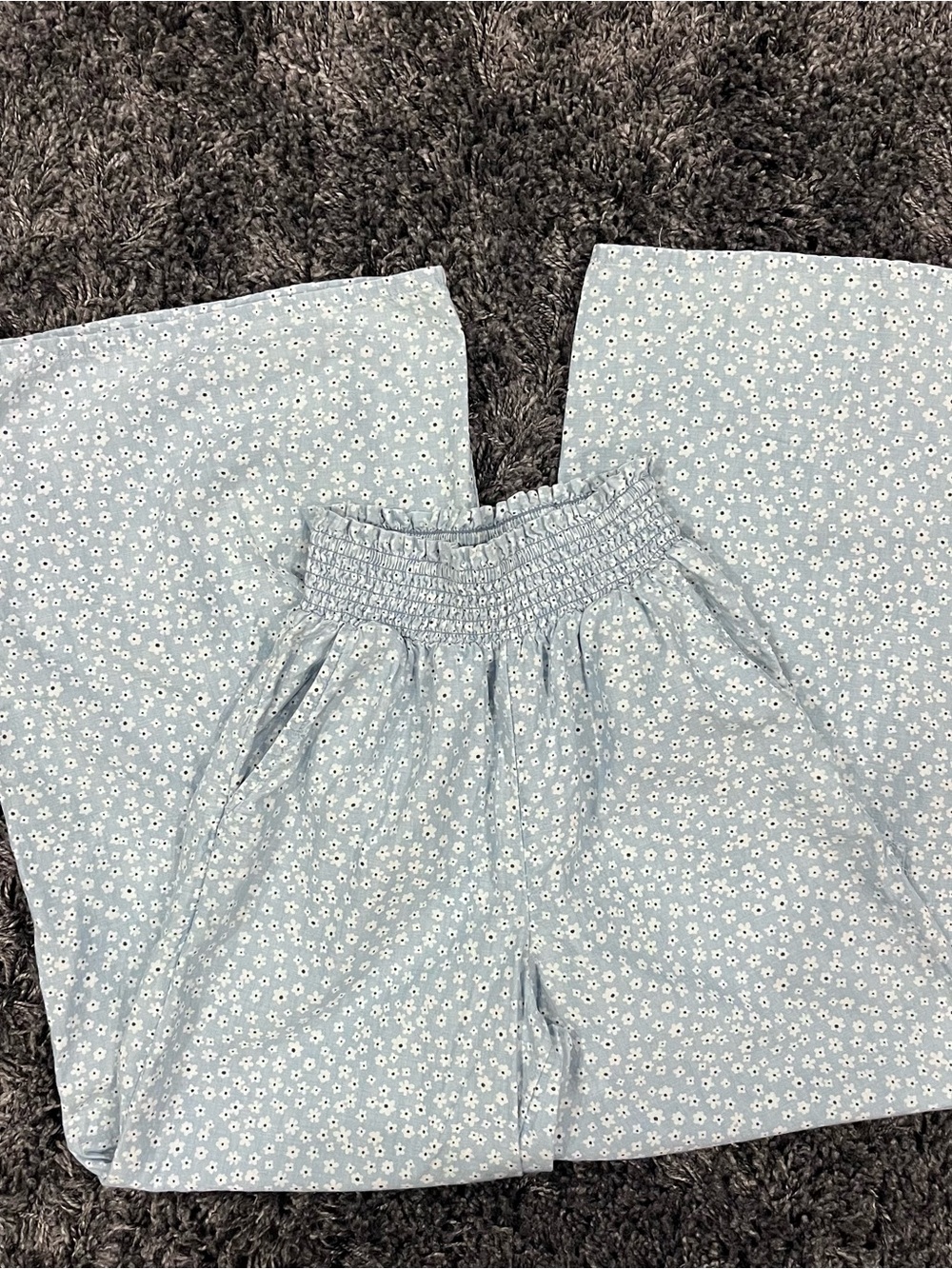 🌸AMERICAN EAGLE BLUE DAISY WIDE LEG PANTS SIZE X-SMALL🌸 - Picture 3 of 6